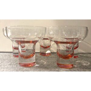 5 Vintage Coupe Cocktail Glasses w Reddish Orange Color 4.5" Tall  # 3279